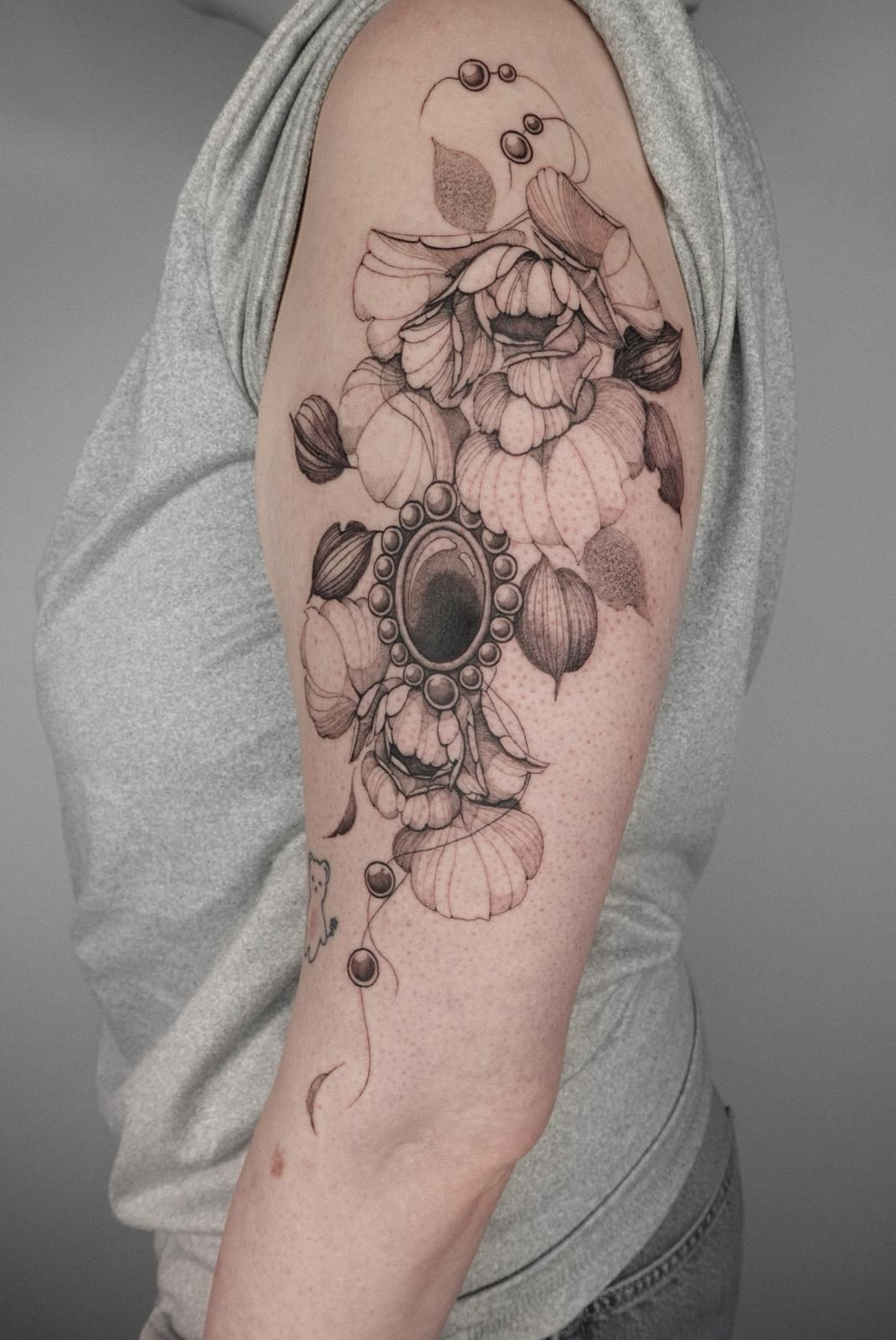 Floral Fineline Tattoo