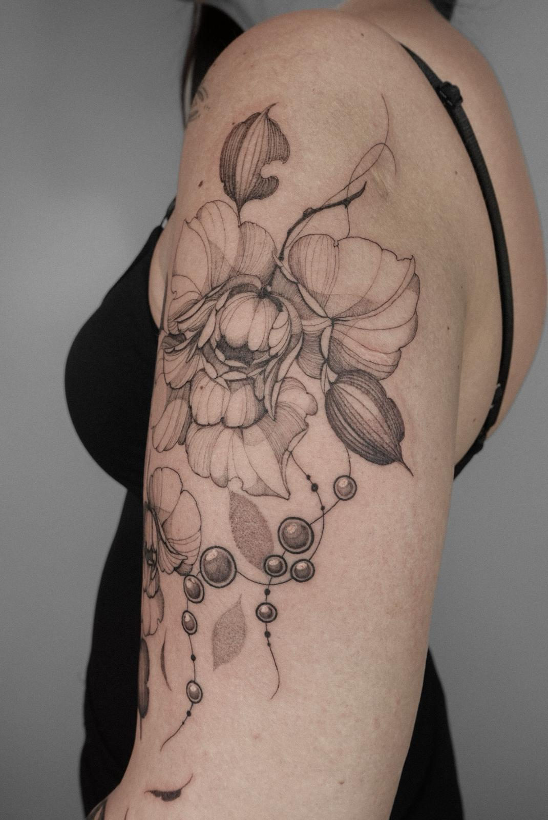 Floral Fineline Tattoo